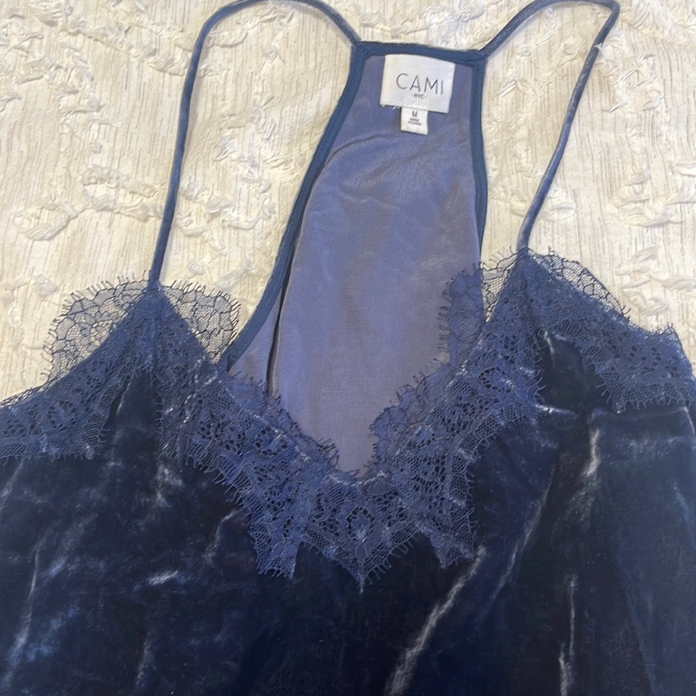 CAMI Navy velvet tank blouse